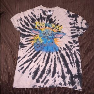 Star Wars Grogu tie dye black and white graphic short sleeve tshirt size small